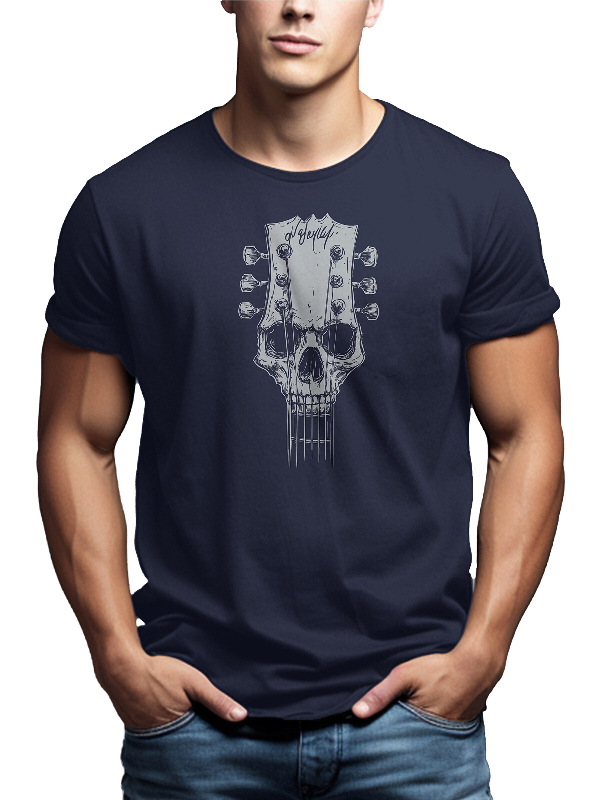 MAKAYA Shirt 'Gitarrenkopf' in Blue