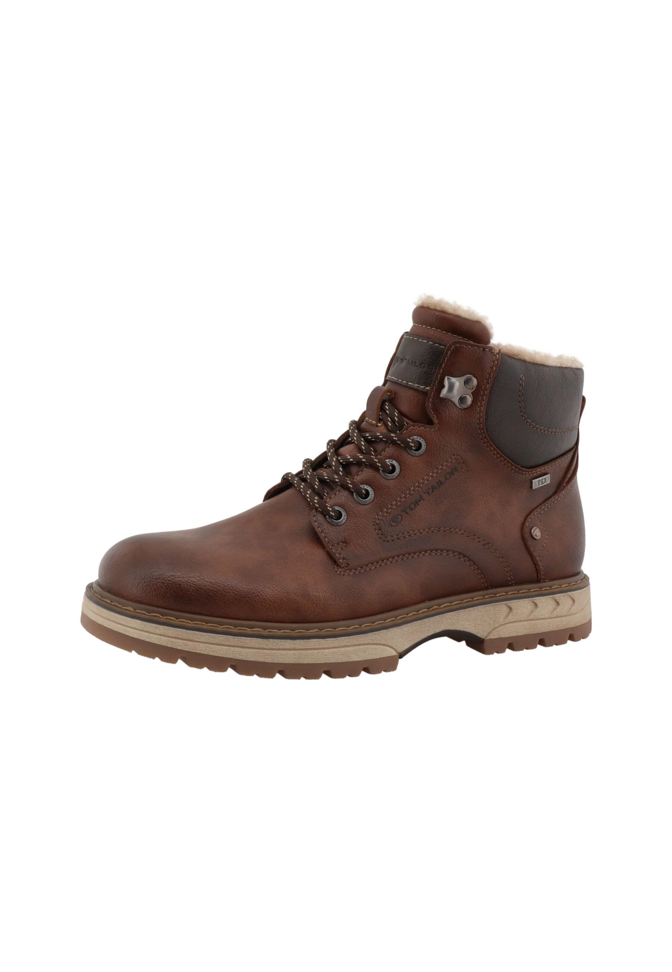 TOM TAILOR Lace-up boots in Brown: front