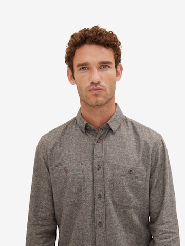 TOM TAILOR Regular fit Button Up Shirt in Brown