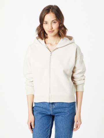 Calvin Klein Jeans Zip-Up Hoodie in Beige: front