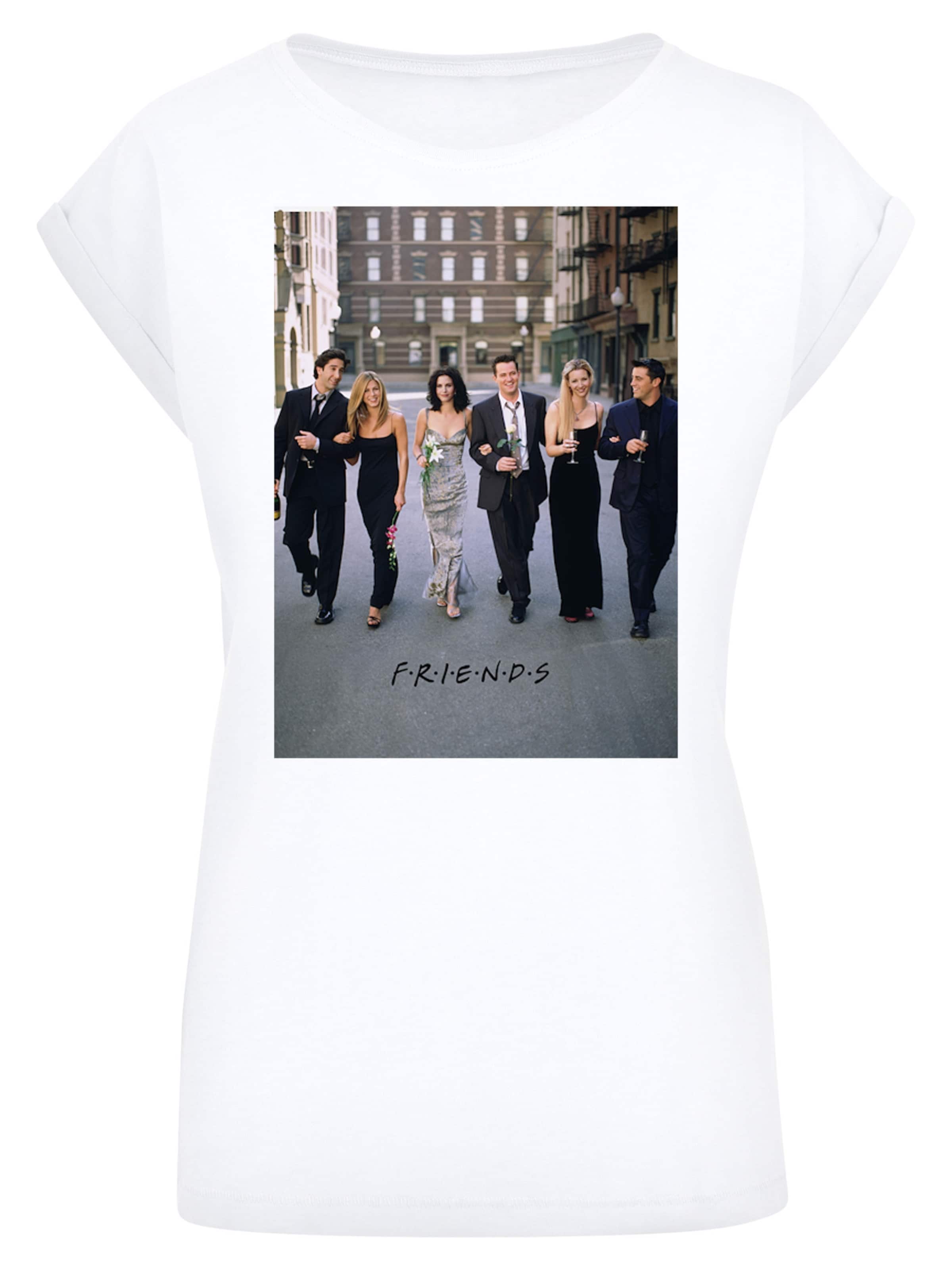 T-shirt 'Friends Champagne And Flowers' F4NT4STIC en blanc : devant