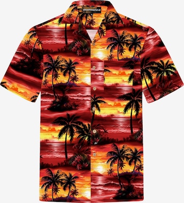 Hawaiihemdshop.deRegular Fit Košulja 'Hawaiihemd Evening Sun' - crvena boja: prednji dio