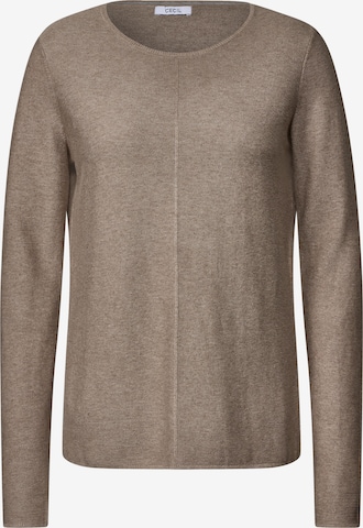 CECIL Langarm Pullover mit Rundhals und Struktur in Braun: Vorderseite