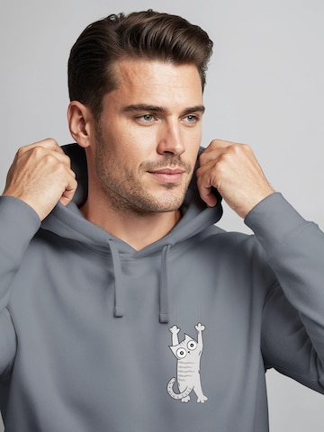 Neverless Sweatshirt 'Katze Rutschend' in Grey