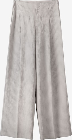Bershka Wide leg Trousers with creases in Grey: front