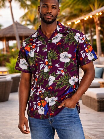 King Kameha Shirt 'Cherryparrot' in Red