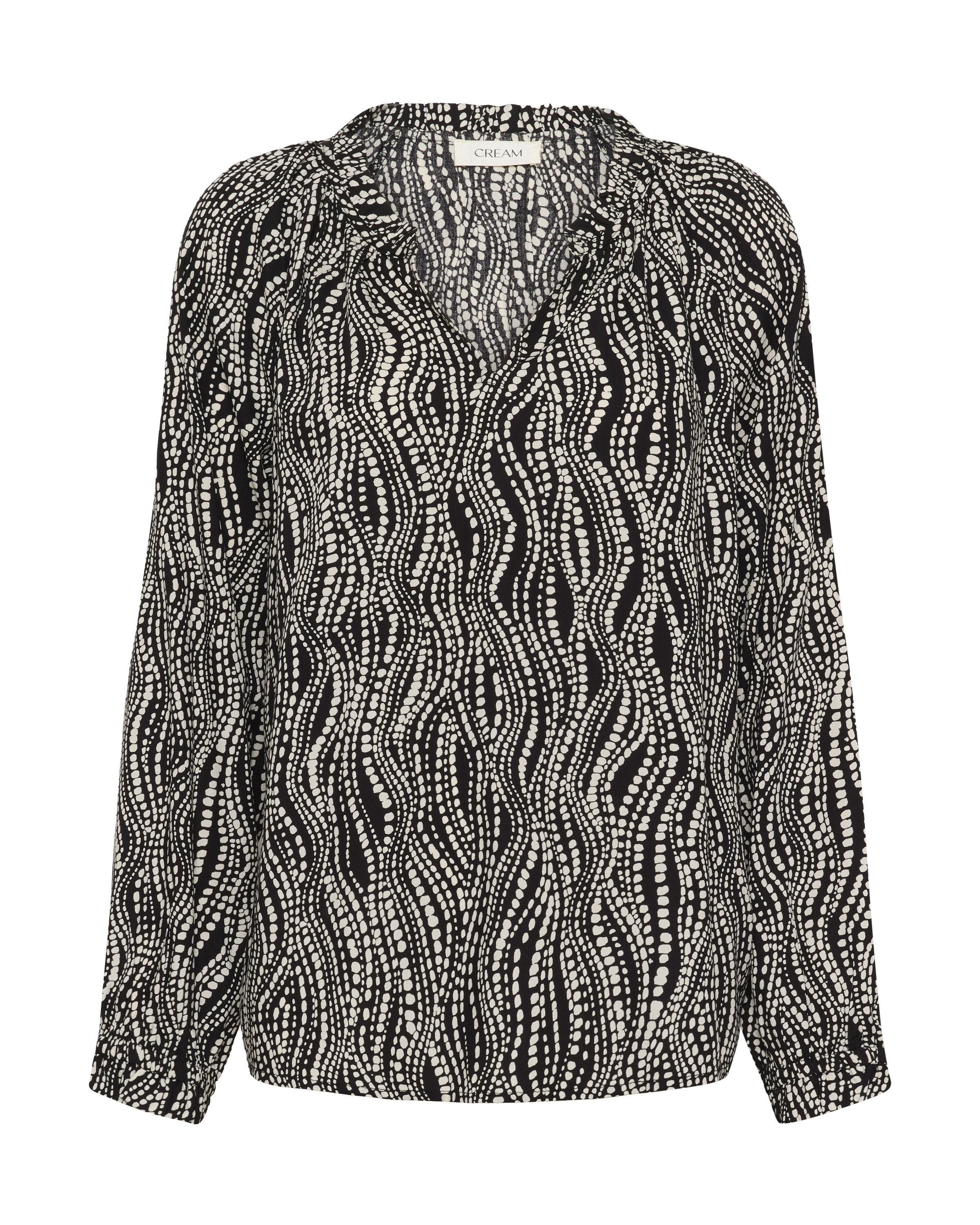 Cream Blouse 'Tiah' in Zwart: voorkant