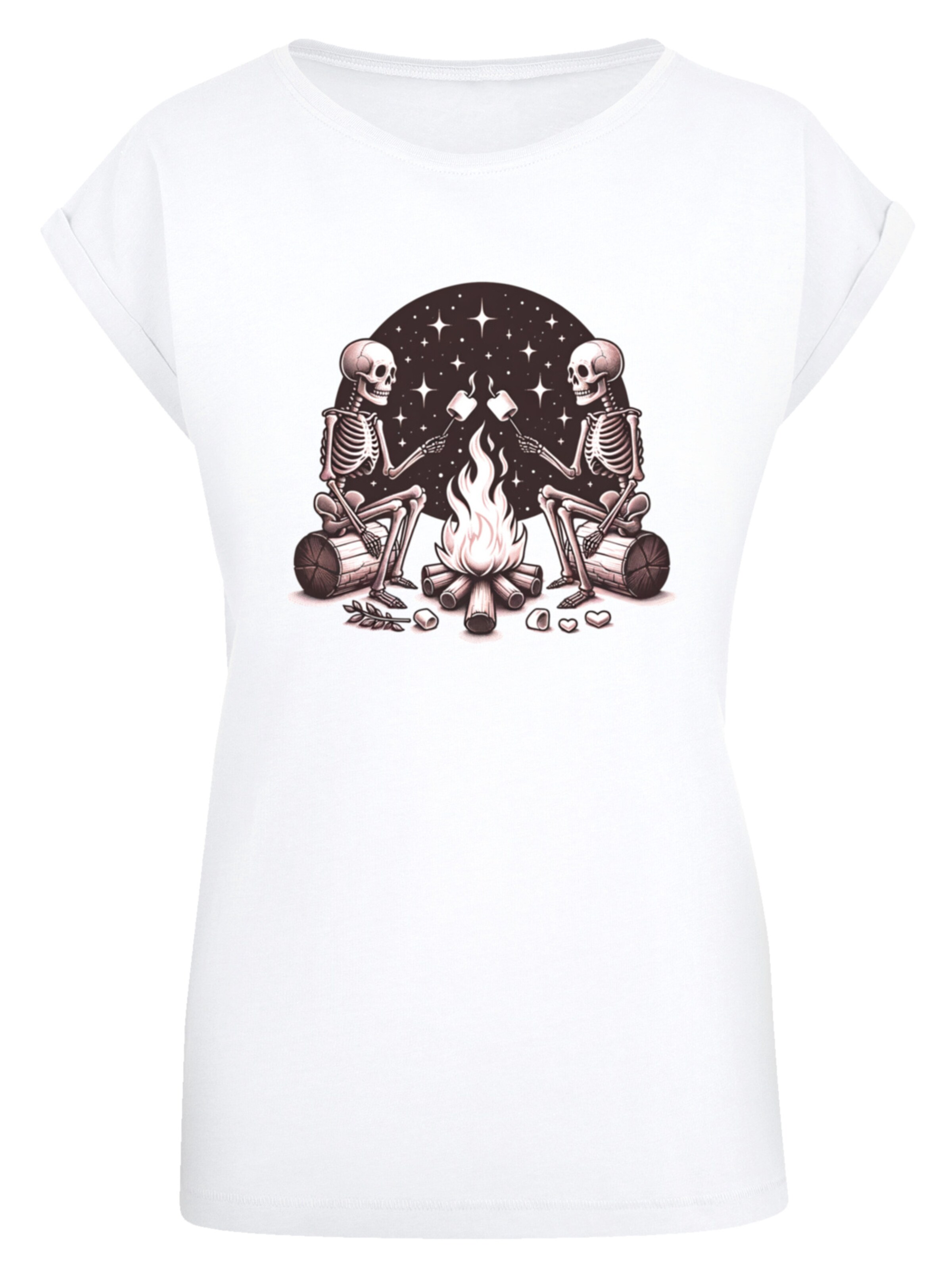 F4NT4STIC Shirt 'Skelette Lagerfeuer Marshmallow' in White: front