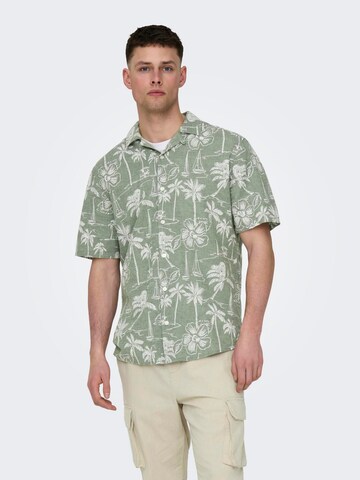 Only & Sons - Ajuste regular Camisa 'Caiden' en verde: frente