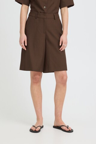 Wide Leg Pantalon 'IHFava' ICHI en marron : devant