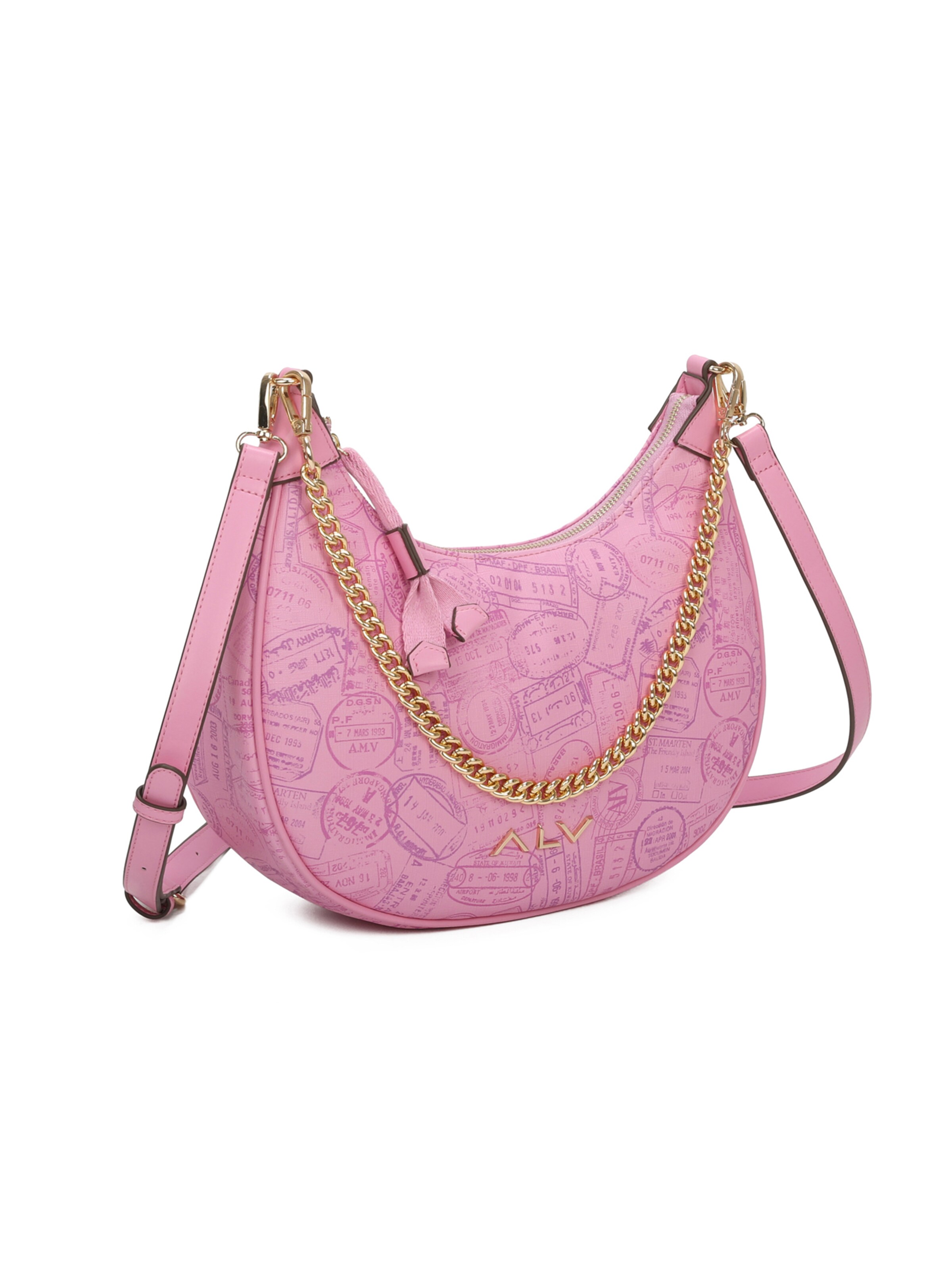 Borsa a spalla 'Borsa a Spalla Donna con Zip e Tracolla Regolabile Rimovibile' di ALV By Alviero Martini in rosa