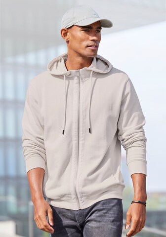 Authentic Le Jogger Zip-Up Hoodie in Beige: front
