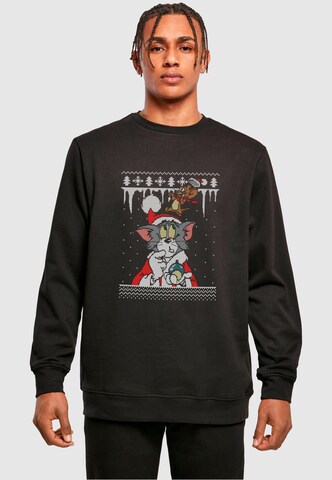 ABSOLUTE CULT Sweatshirt 'Tom and Jerry - Fair Isle' in Zwart: voorkant