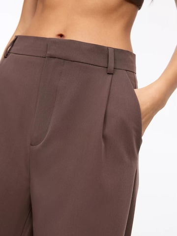 Pull&Bear Wide leg Pleat-front trousers in Brown