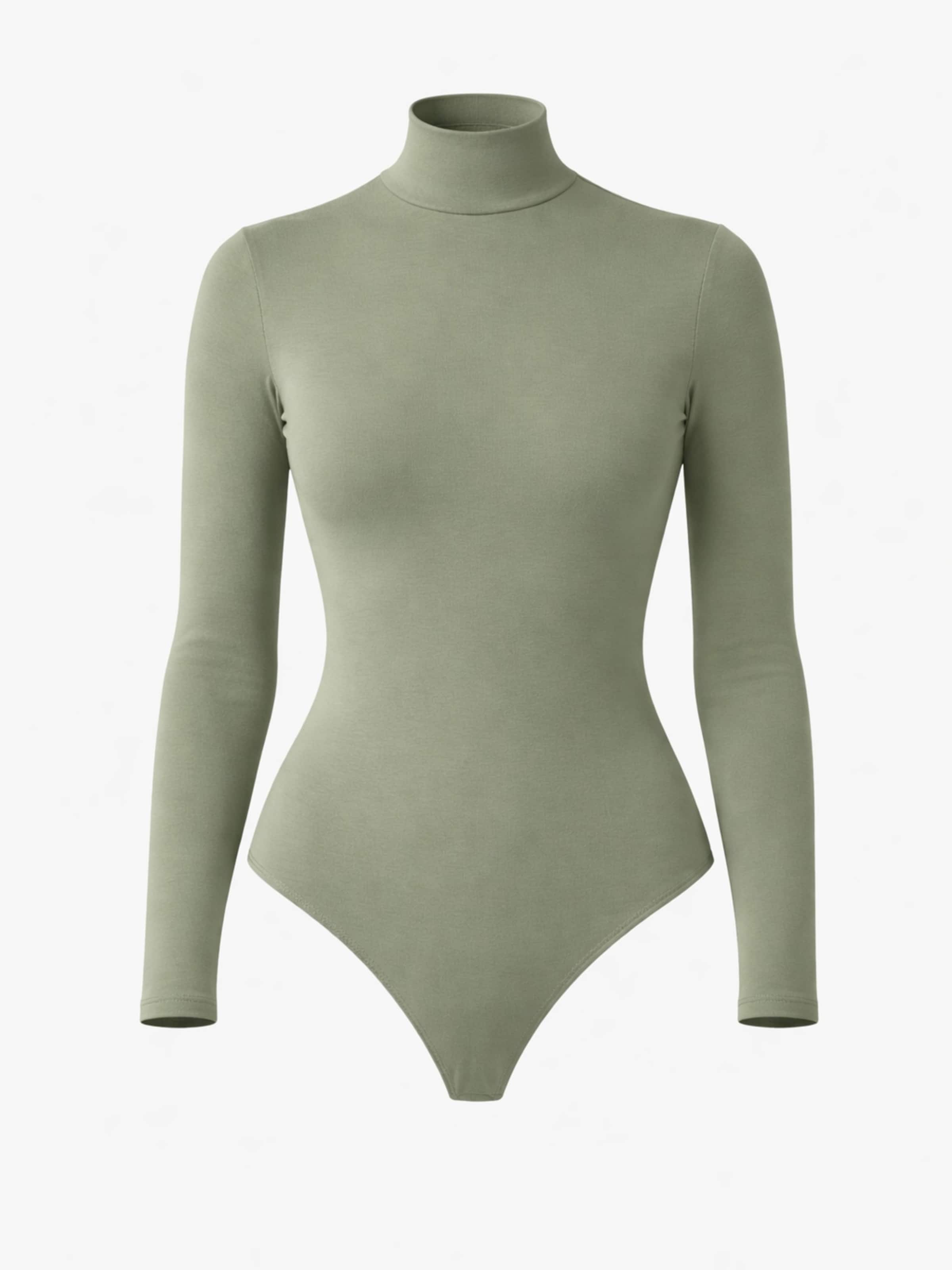LEAFLETIC Bodysuit 'Leafletic Women’s long sleeve high neck bodysuit' in Green: front
