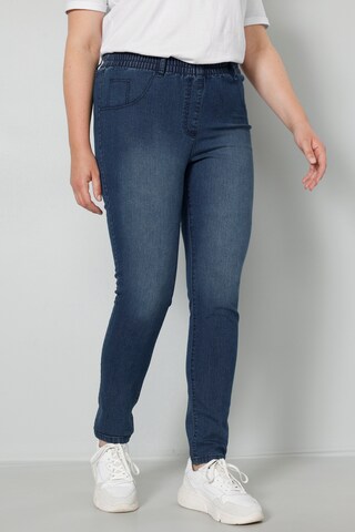 MIAMODA Skinny Pants in Blue: front