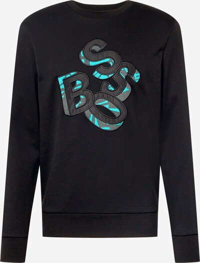 BOSS Sweatshirt 'Stadler' in de kleur Blauw / Basaltgrijs / Zwart, Productweergave