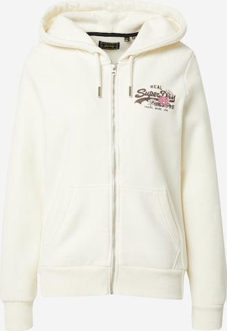 Superdry Zip-Up Hoodie 'NARRATIVE' in White: front