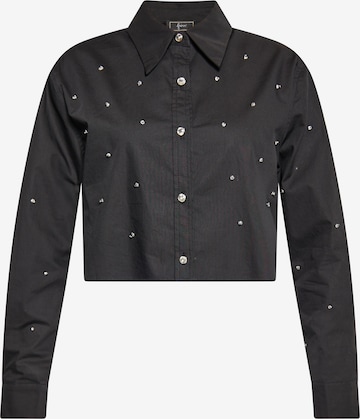 Camicia da donna di faina in nero: frontale