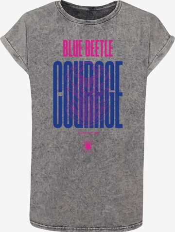 ABSOLUTE CULT T-Shirt 'Blue Beetle - Courage' in Grau: predná strana
