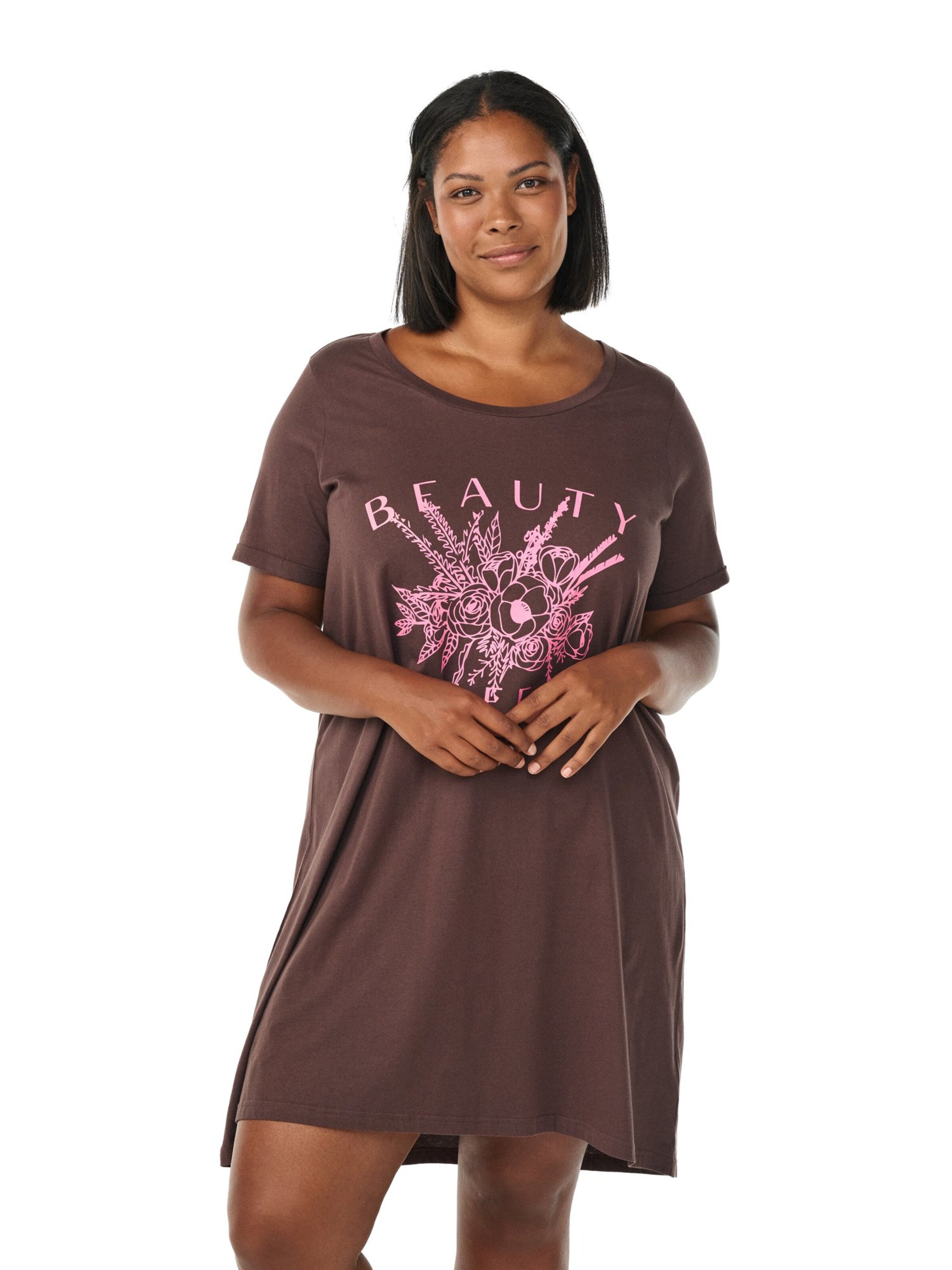 Zizzi Ночная рубашка 'MALLY' в Коричневый: спереди