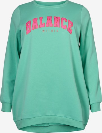 Zizzi Sweatshirt 'Kathleen' in Groen: voorkant