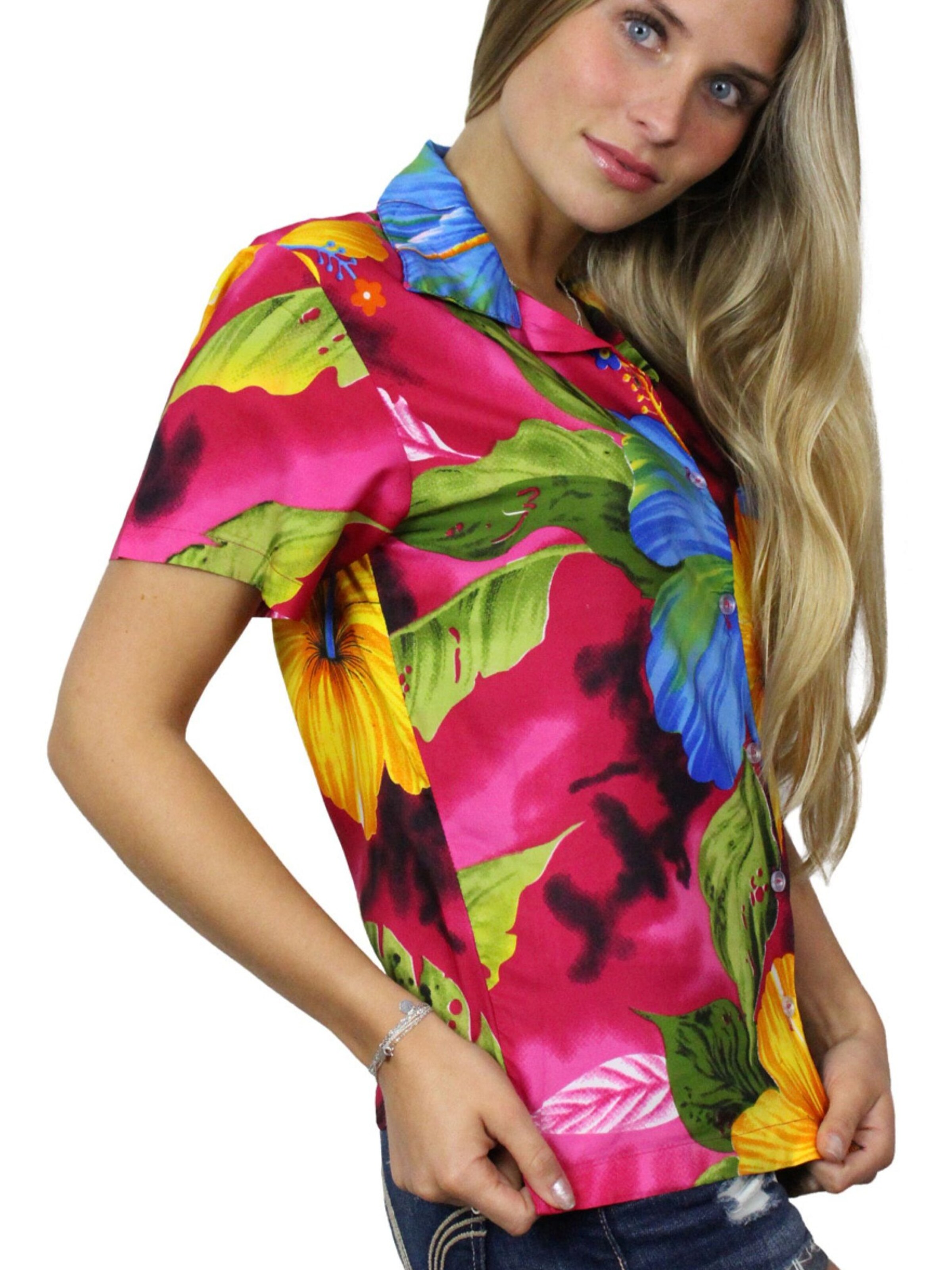 King Kameha Blouse 'Big Flower' in Pink