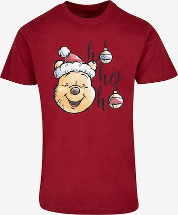 ABSOLUTE CULT Shirt 'Winnie The Pooh - Ho Ho Ho Baubles' in Rood: voorkant