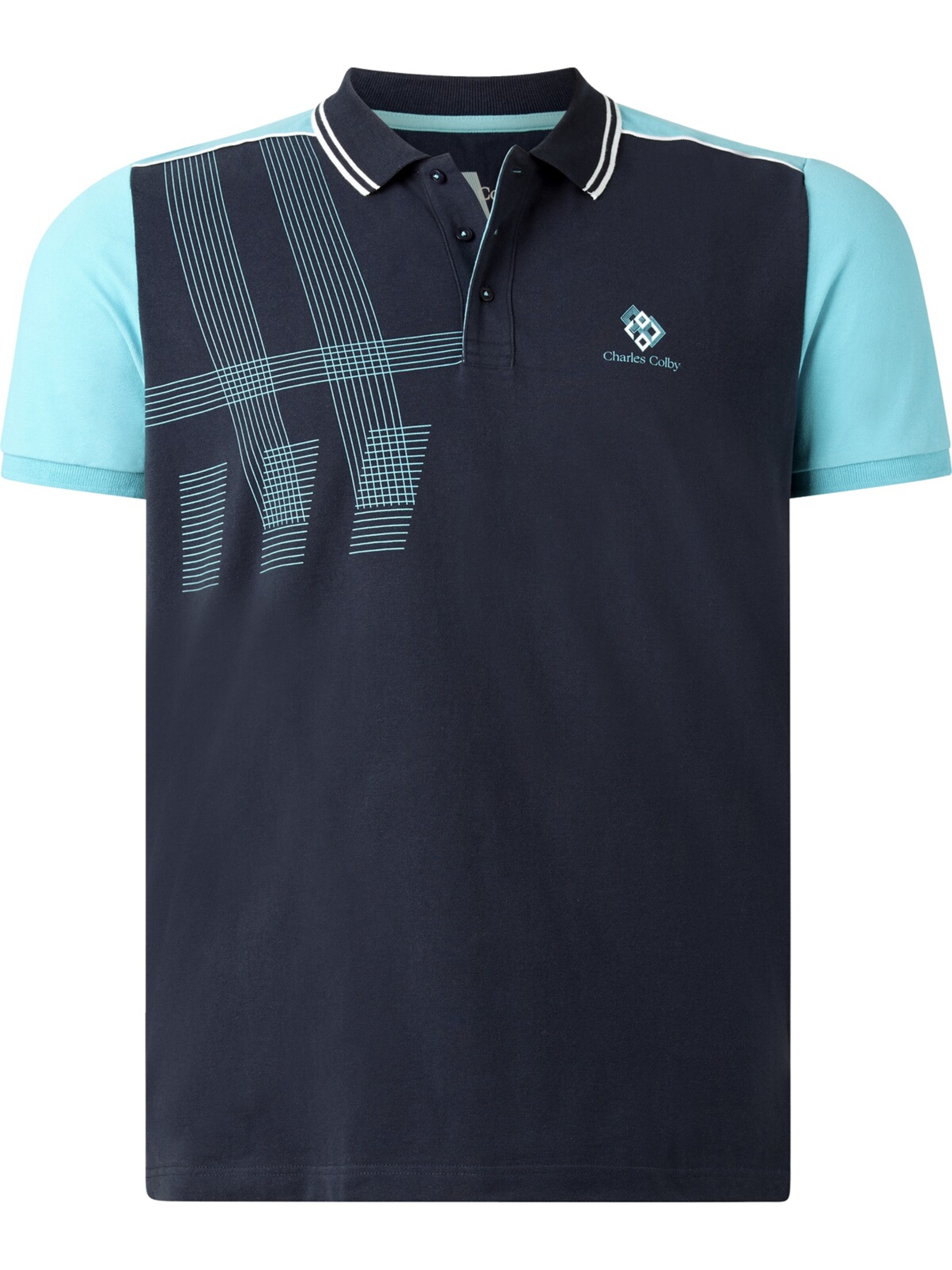 Charles Colby Poloshirt ' Earl Darry ' in Blau: Vorderseite