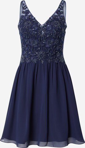 Robe de cocktail Laona en bleu : devant