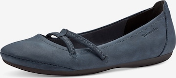 TAMARIS Ballet Flats with Strap in Blue: front