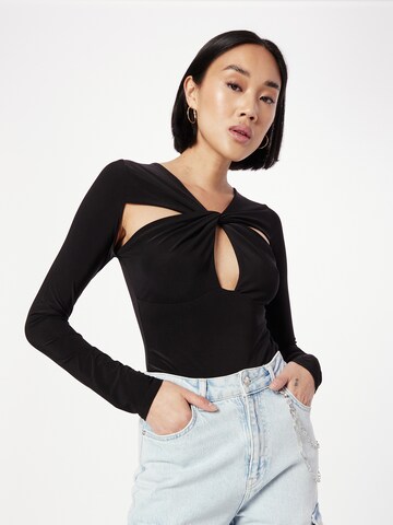 Misspap Shirt Bodysuit in Black: front