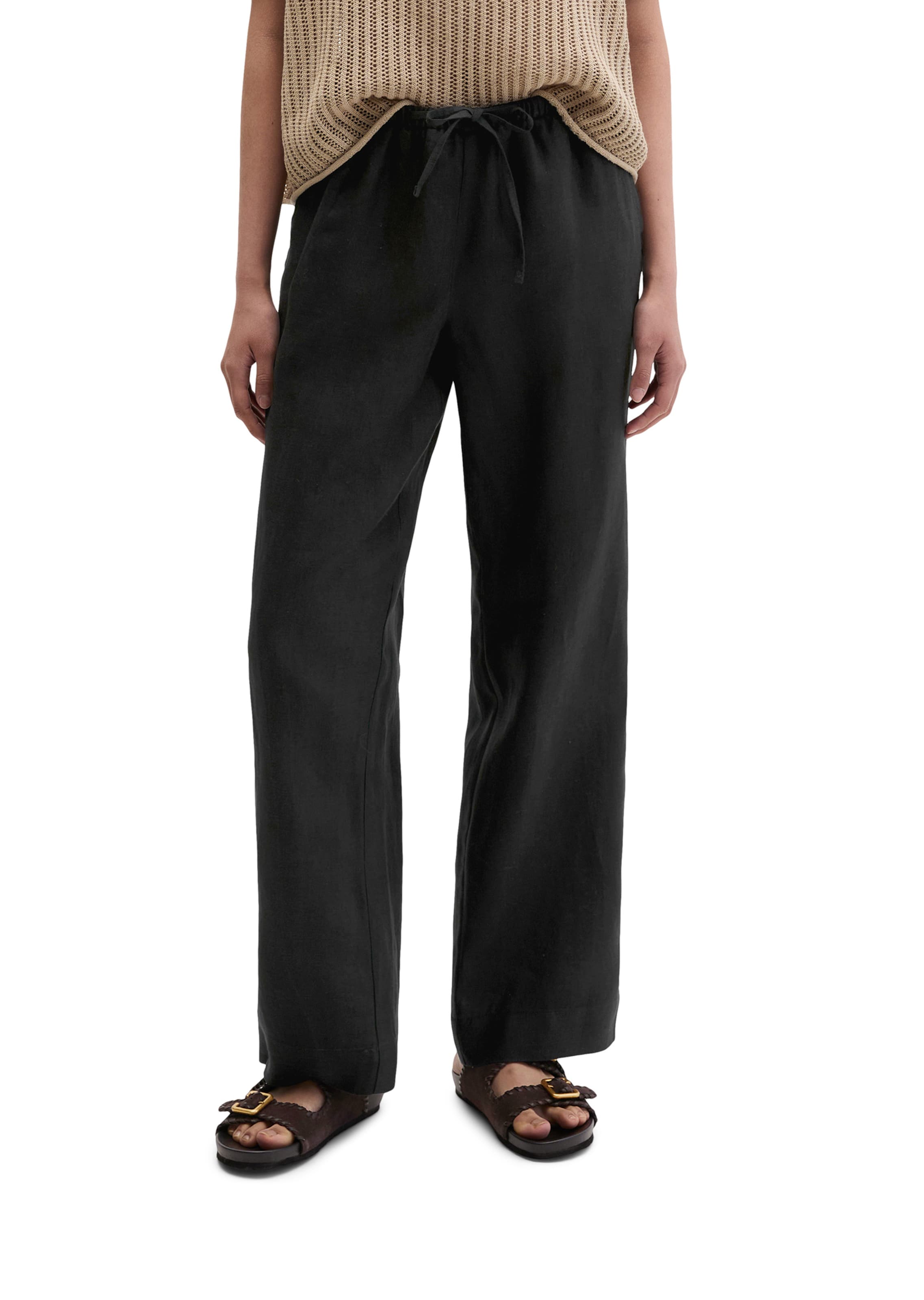 Marc O'Polo Loosefit Broek in Zwart: voorkant