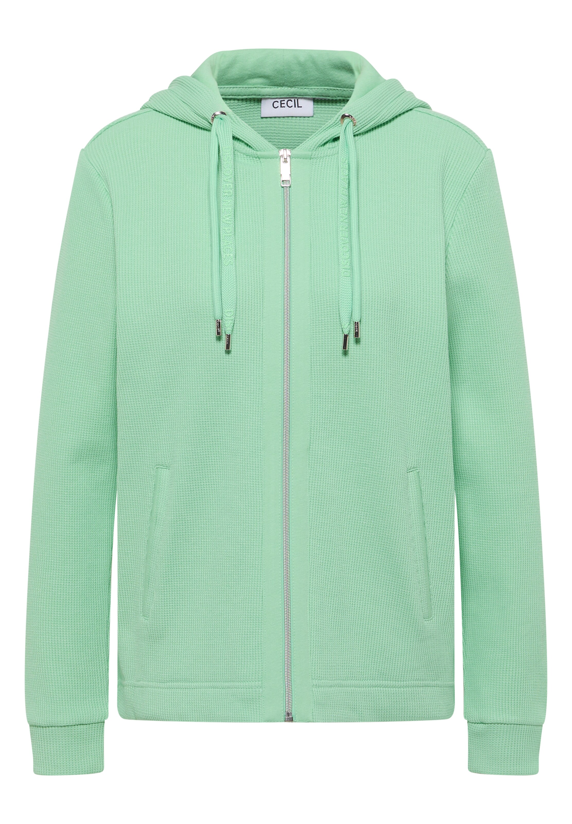 CECIL Zip-Up Hoodie in Green: front