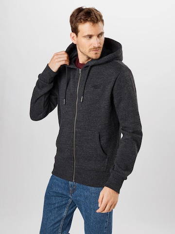 Superdry Zip-Up Hoodie in Black: front