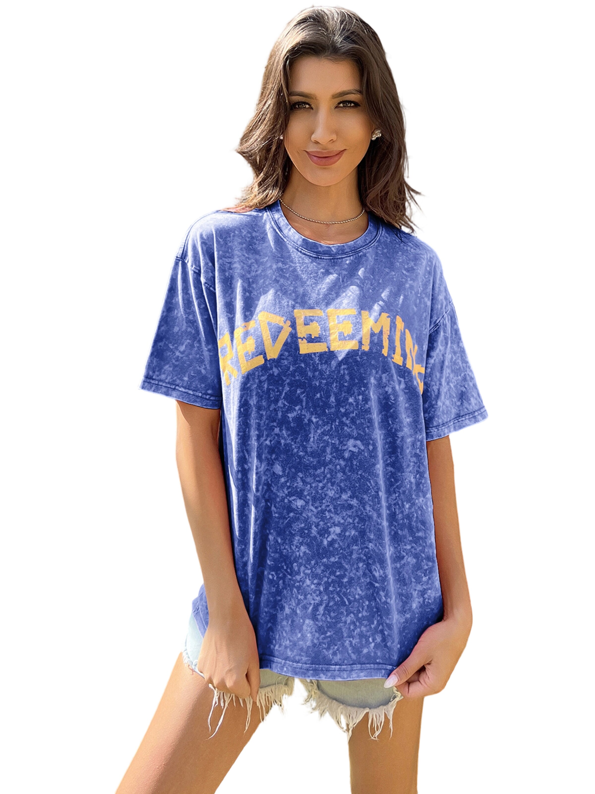 GORHEY T-shirt en bleu, Vue avec produit