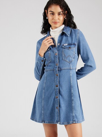 WRANGLER Dolga srajca 'A LINE SHIRT DRESS' | modra barva: sprednja stran