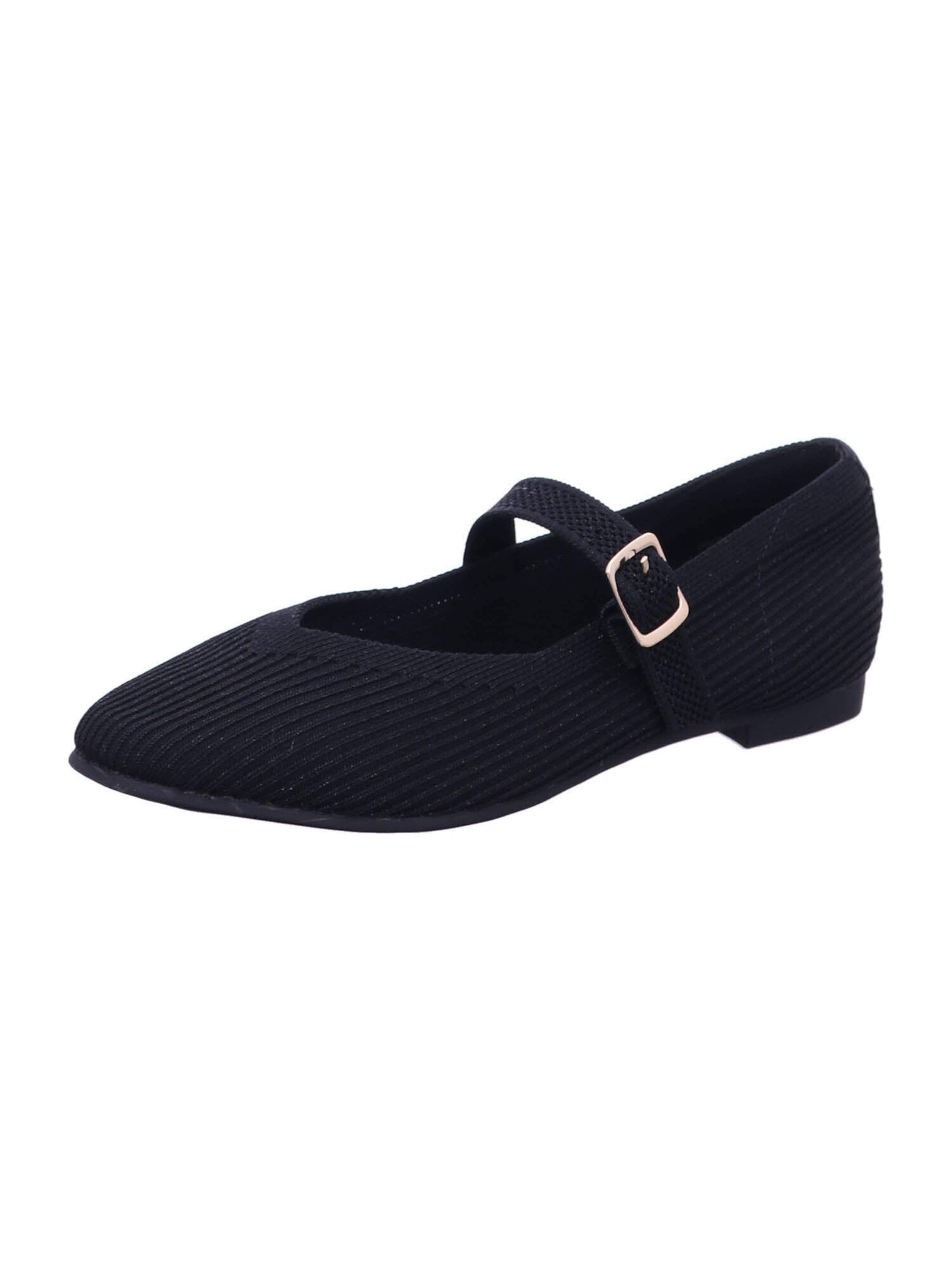 LA STRADA Ballet Flats with Strap in Black: front