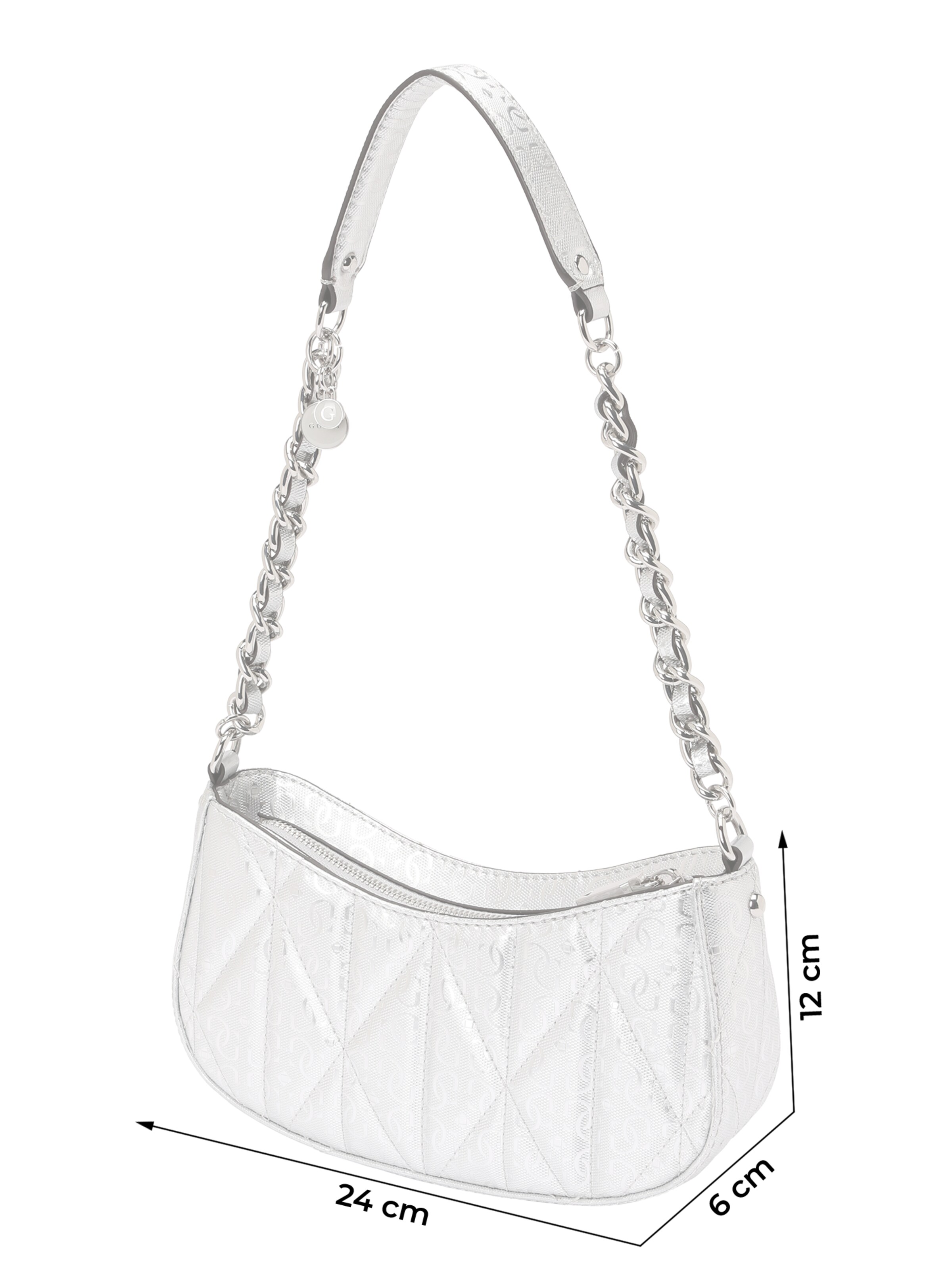 GUESS Τσάντα ώμου 'ALDINA TOP ZIP SHOULDER BAG' σε ασημί