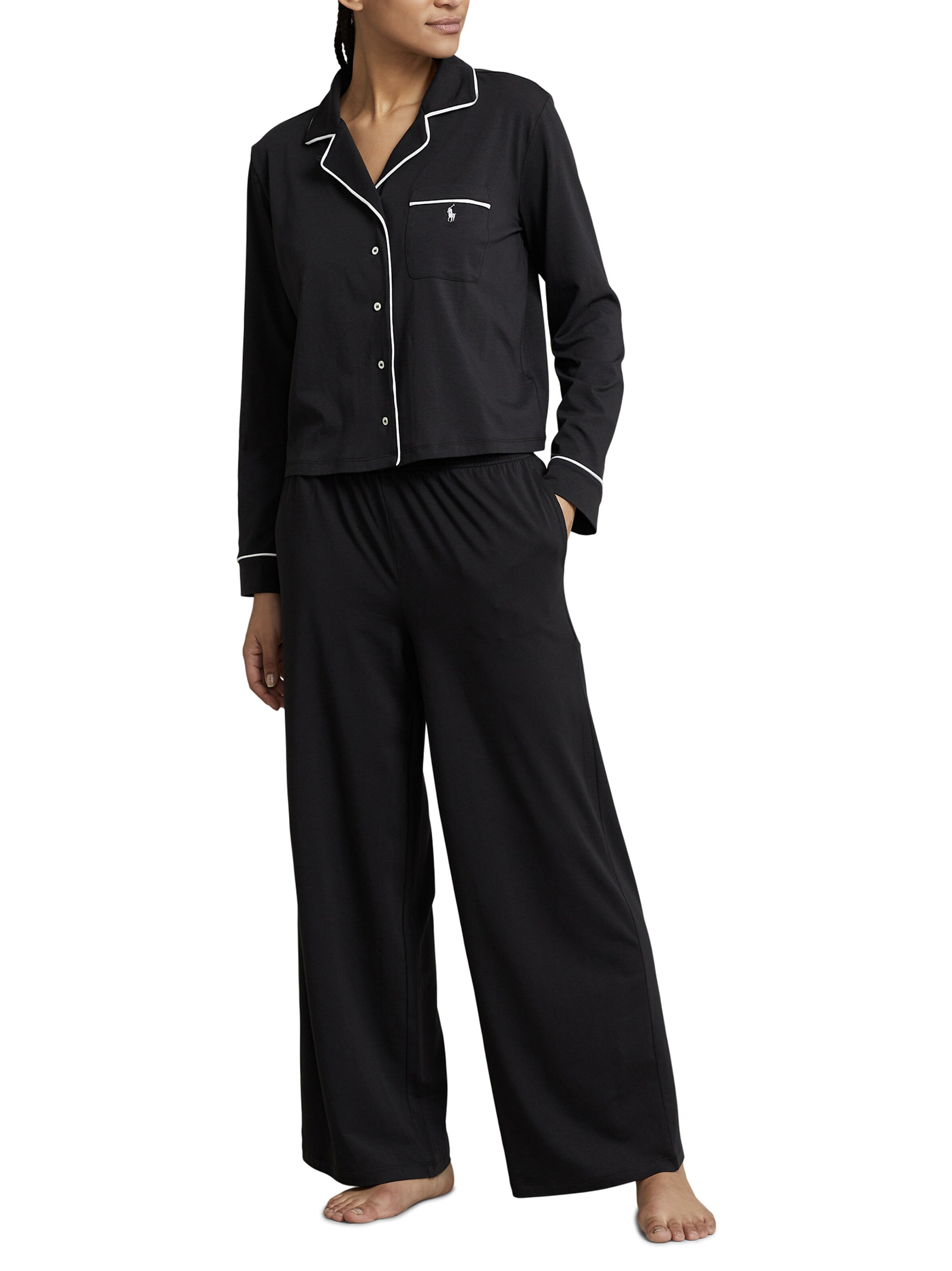 Pyjama ' Long Sleeve Set ' Polo Ralph Lauren en noir : devant