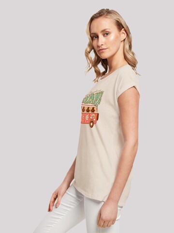 F4NT4STIC Shirt 'Groovy Christmas Camper Van' in Beige