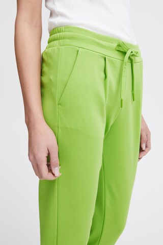 ICHI Slim fit Pleat-Front Pants 'KATE' in Green