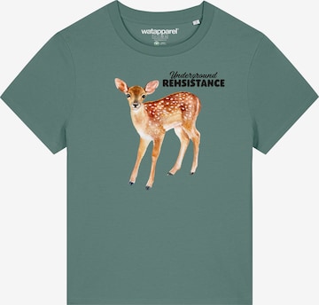 Maglietta ' Underground Rehsistance ' di Watapparel in verde: frontale