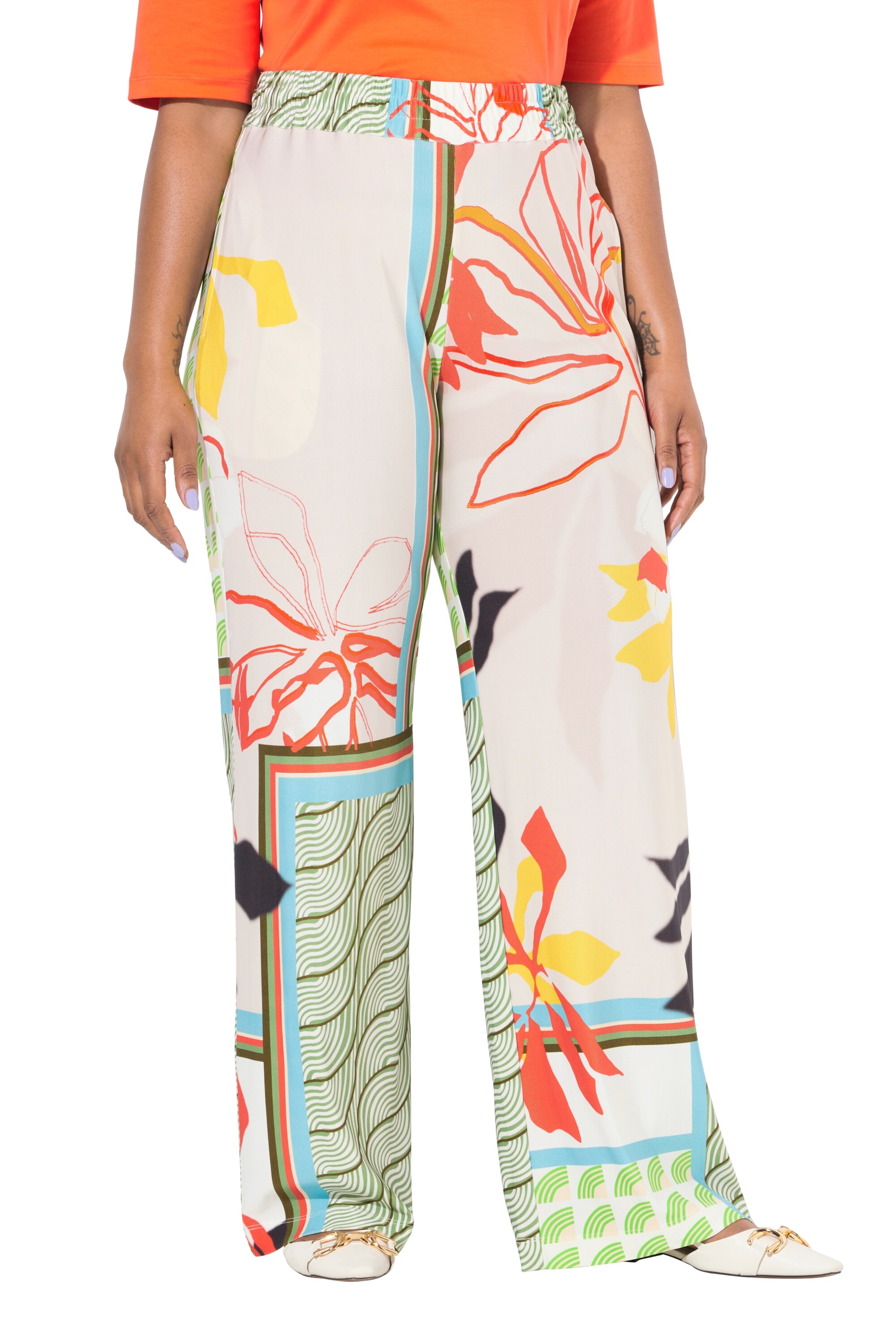 Ulla Popken Wide Leg Schlupfhose in Mischfarben: Vorderseite