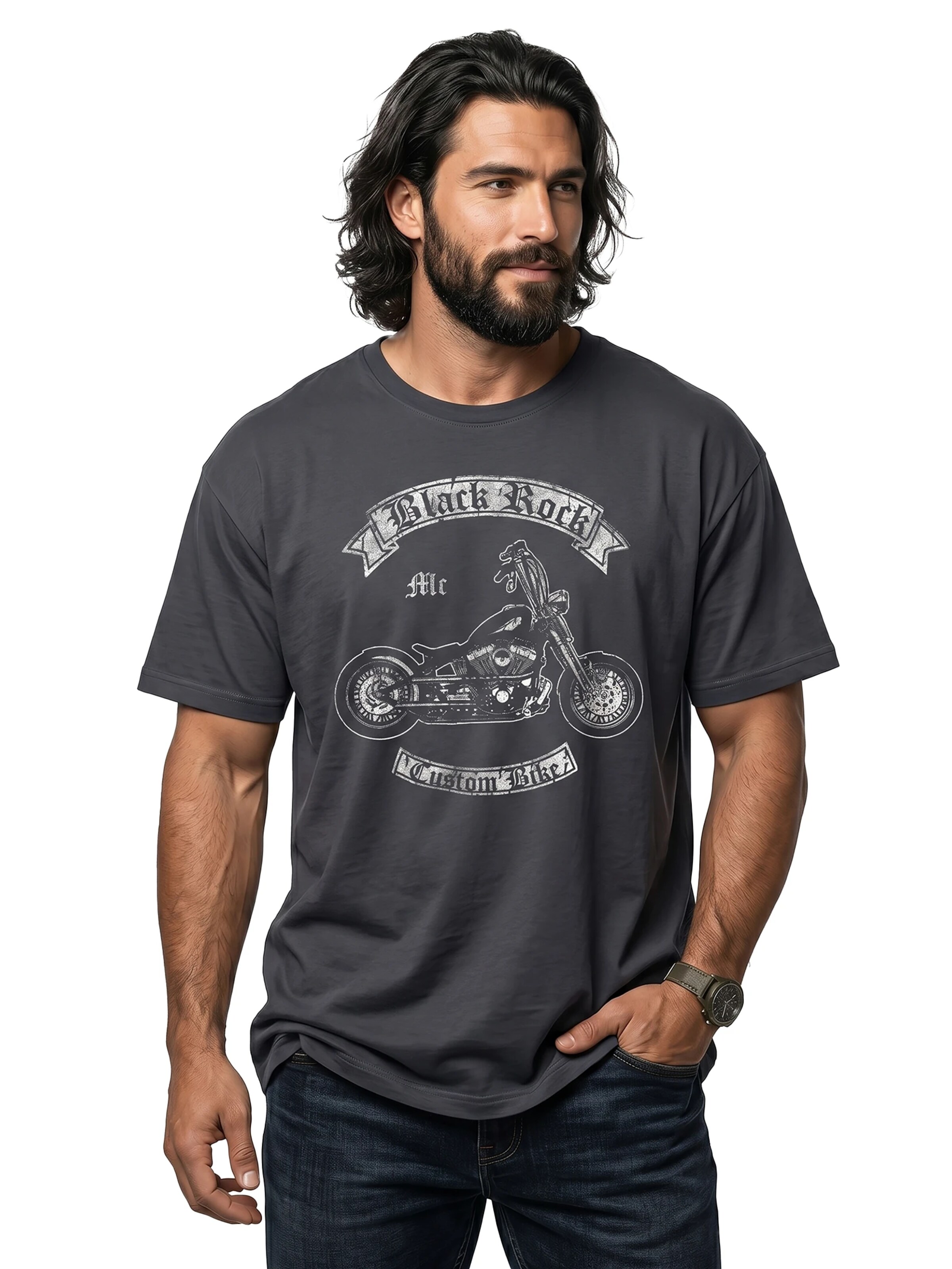 MAKAYA Shirt 'Black Rock' in Grey: front