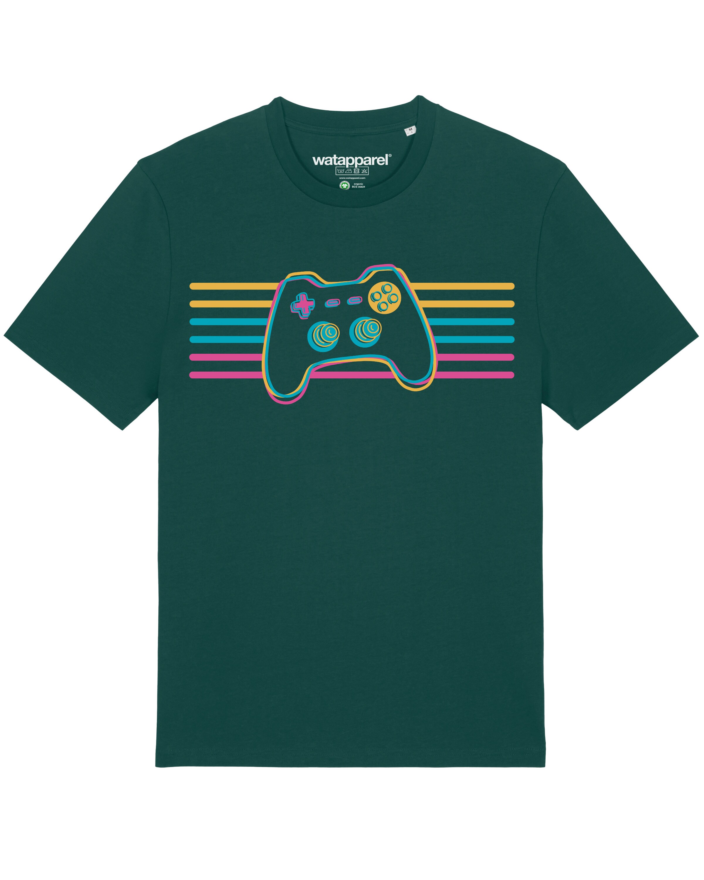 Watapparel Shirt ' Retro Joystick ' in Groen: voorkant