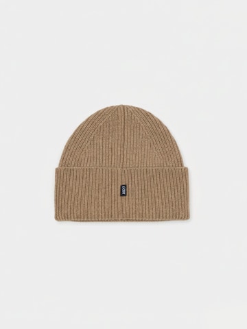 GOBI Cashmere Muts 'Ribbed Chunky Beanie' in Grijs: voorkant