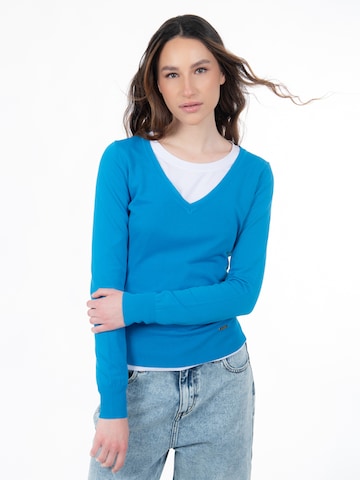 Influencer Pulóver - kék: elől