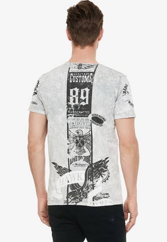Rusty Neal T-Shirt mit modernem Front & Back Print in Grau