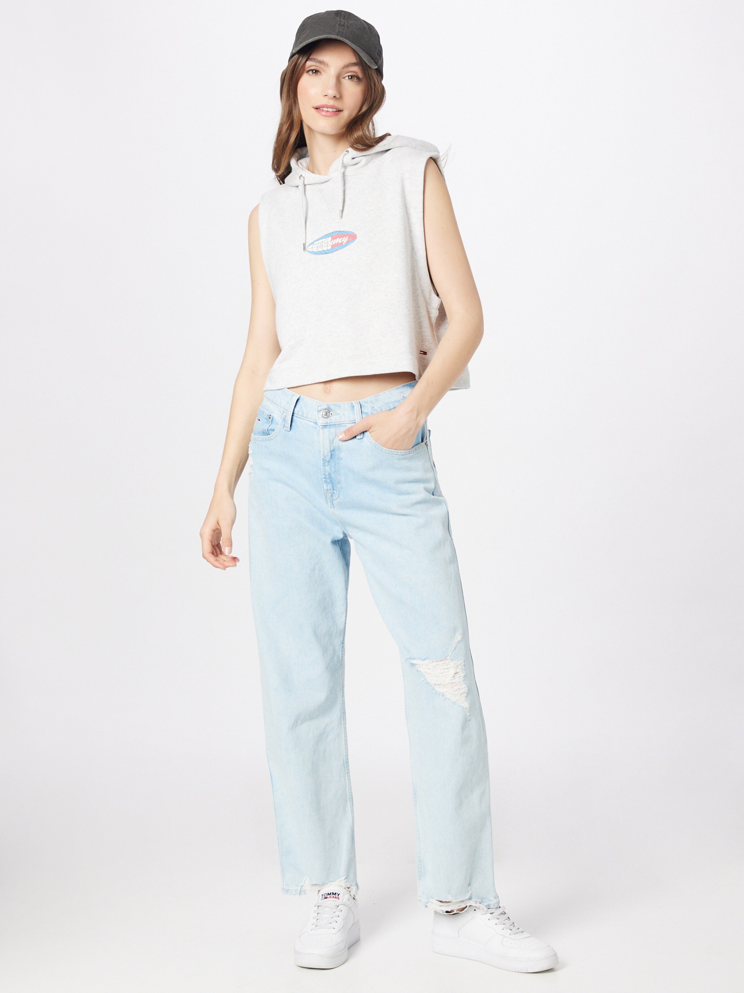Frauen Sweat Tommy Jeans Sweatshirt in Graumeliert - LQ78177 Frauen Sweat Tommy Jeans Sweatshirt in Graumeliert - LQ78177